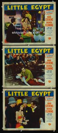 f371 LITTLE EGYPT 3 movie lobby cards '51 sexy Rhonda Fleming!