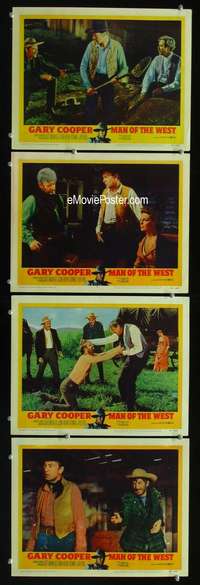 f108 MAN OF THE WEST 4 movie lobby cards '58 tough Gary Cooper!
