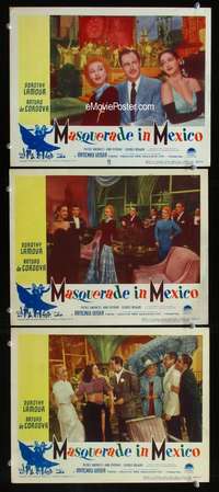 f379 MASQUERADE IN MEXICO 3 movie lobby cards '46 Dorothy Lamour