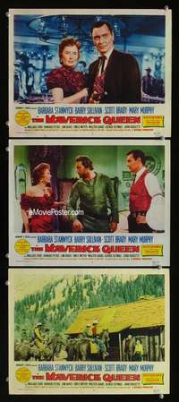 f380 MAVERICK QUEEN 3 movie lobby cards '56 Barbara Stanwyck, Zane Grey