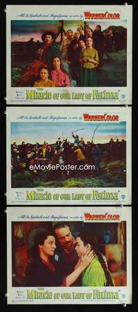 f384 MIRACLE OF OUR LADY OF FATIMA 3 movie lobby cards '52 true story!