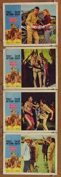 f114 MISTER MOSES 4 movie lobby cards '65 Robert Mitchum in Africa!