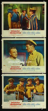 f385 MISTER ROBERTS 3 movie lobby cards '55 Henry Fonda, James Cagney