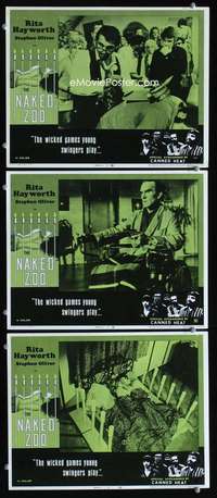 f395 NAKED ZOO 3 movie lobby cards '71 Rita Hayworth, Canned Heat!