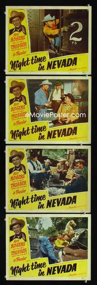 f124 NIGHT TIME IN NEVADA 4 movie lobby cards '48 Roy Rogers, Trigger!