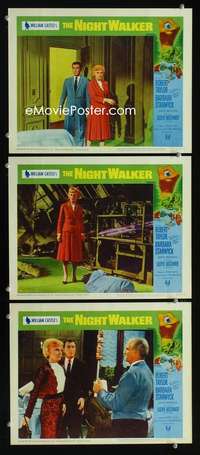 f398 NIGHT WALKER 3 movie lobby cards '65 William Castle, Stanwyck