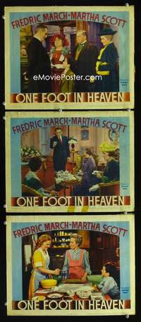 f401 ONE FOOT IN HEAVEN 3 movie lobby cards '41 minister Fredric March!
