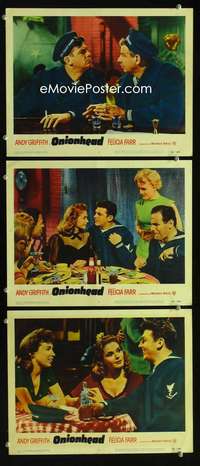 f402 ONIONHEAD 3 movie lobby cards '58 Andy Griffith, Felicia Farr