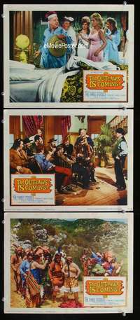 f404 OUTLAWS IS COMING 3 movie lobby cards '65 Three Stooges w/Curly!