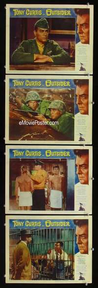 f128 OUTSIDER 4 movie lobby cards '62 Tony Curtis, Iwo Jima, WWII!