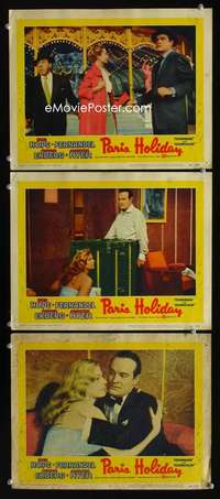 f408 PARIS HOLIDAY 3 movie lobby cards '58 Bob Hope, Anita Ekberg