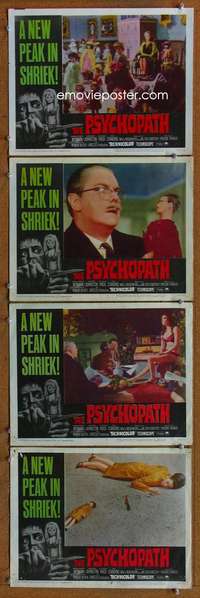 f142 PSYCHOPATH 4 movie lobby cards '66 Robert Bloch, English horror!