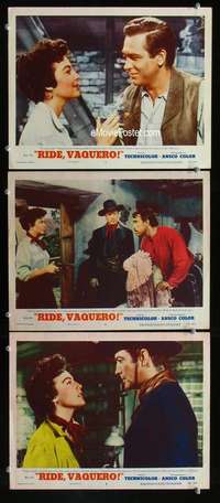 f435 RIDE VAQUERO 3 movie lobby cards '53 Robert Taylor, Ava Gardner