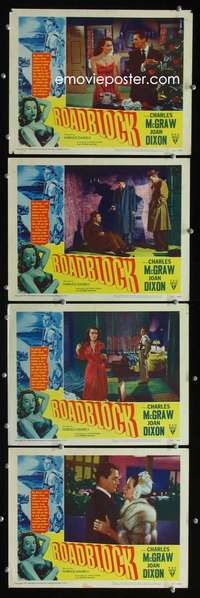 f153 ROADBLOCK 4 movie lobby cards '51 Charles McGraw, film noir!