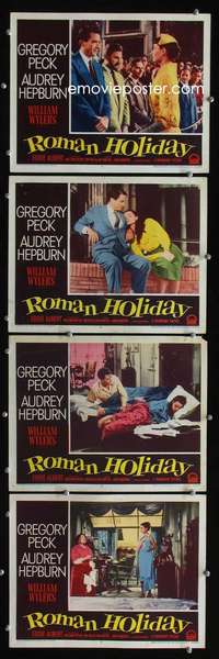 f154 ROMAN HOLIDAY 4 movie lobby cards '53 Audrey Hepburn, Greg Peck