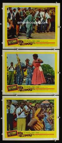 f450 SATCHMO THE GREAT 3 movie lobby cards '57 Louis Armstrong bio!