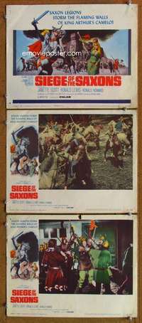 f460 SIEGE OF THE SAXONS 3 movie lobby cards '63 King Arthur's Camelot!
