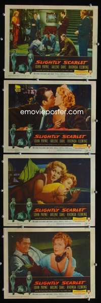 f165 SLIGHTLY SCARLET 4 movie lobby cards '56 James M. Cain, Fleming