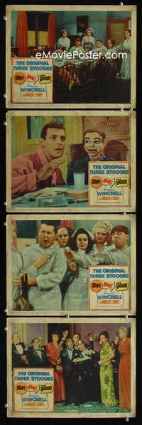 f173 STOP LOOK & LAUGH 4 movie lobby cards '60 Three Stooges, Curly!