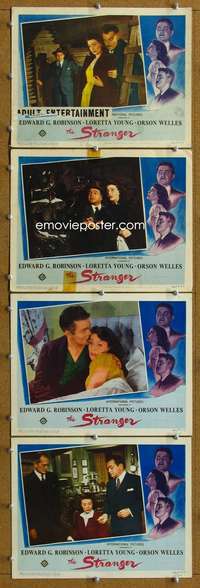 f174 STRANGER 4 movie lobby cards '46 Orson Welles, Robinson, Young