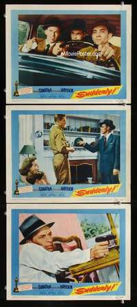 f488 SUDDENLY 3 movie lobby cards '54 mad-dog killer Frank Sinatra!
