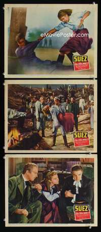 f489 SUEZ 3 movie lobby cards '38 Tyrone Power loves Annabella!