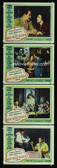 f176 SUN ALSO RISES 4 movie lobby cards '57 Tyrone Power, Ava Gardner