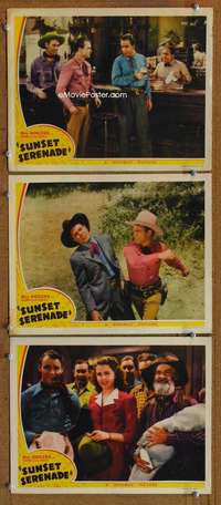 f490 SUNSET SERENADE 3 movie lobby cards '42 Roy Rogers, Gabby Hayes