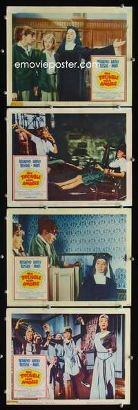 f196 TROUBLE WITH ANGELS 4 movie lobby cards '66 Hayley Mills, Russell