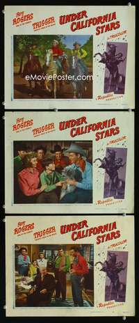 f509 UNDER CALIFORNIA STARS 3 movie lobby cards '48 Roy Rogers. Trigger