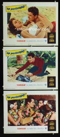 f514 UP PERISCOPE 3 movie lobby cards '59 James Garner, Edmond O'Brien