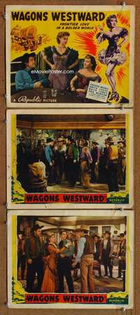 f518 WAGONS WESTWARD 3 movie lobby cards '40 Chester Morris, Buck Jones