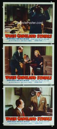 f521 WHEN GANGLAND STRIKES 3 movie lobby cards '56 Raymond Greenleaf