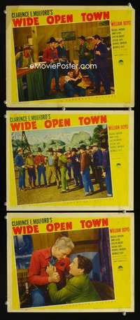 f523 WIDE OPEN TOWN 3 movie lobby cards '41 Boyd as Hopalong Cassidy!