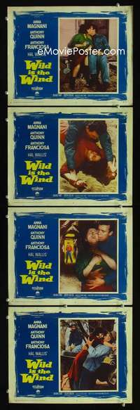 f209 WILD IS THE WIND 4 movie lobby cards '58 Anna Magnani, Quinn