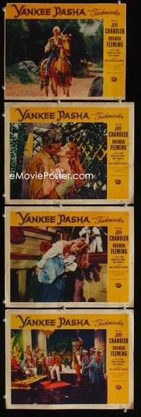 f214 YANKEE PASHA 4 movie lobby cards '54 Jeff Chandler, Rhonda Fleming