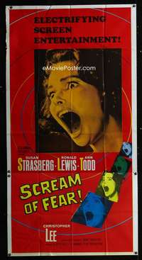 h253 SCREAM OF FEAR three-sheet movie poster '61 Hammer, Susan Strasberg