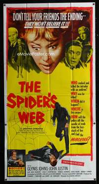 h256 SPIDER'S WEB three-sheet movie poster '61Glynis Johns,Agatha Christie