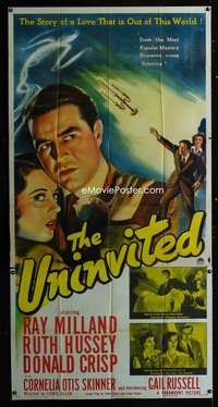 h260 UNINVITED three-sheet movie poster '44 Ray Milland, Hussey, Gail Russell