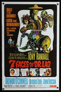 k060 7 FACES OF DR LAO one-sheet movie poster '64 Tony Randall, cool image!