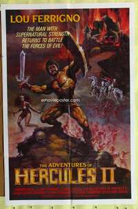 k349 HERCULES 2 one-sheet movie poster '85 Lou Ferrigno, Huston art!