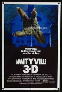 k077 AMITYVILLE 3D one-sheet movie poster '83 cool monster horror image!