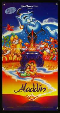 h144 ALADDIN Australian daybill movie poster '93 Disney Arabian cartoon!