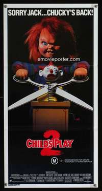 h158 CHILD'S PLAY 2 Australian daybill movie poster '90 creepy killer doll!
