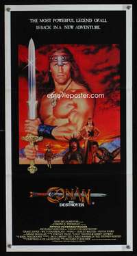 h159 CONAN THE DESTROYER Australian daybill movie poster '84 Schwarzenegger