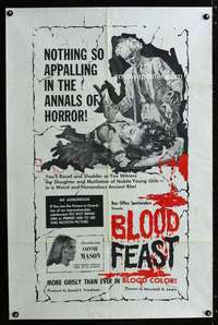 k120 BLOOD FEAST one-sheet movie poster '63 Herschell Gordon Lewis classic!