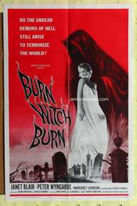 k141 BURN WITCH BURN one-sheet movie poster '62 wild demons of Hell!