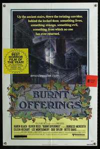 k142 BURNT OFFERINGS one-sheet movie poster '76 cool haunted house artwork!