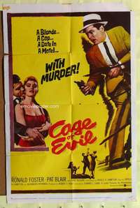 k144 CAGE OF EVIL one-sheet movie poster '60 blonde bait murder trap!