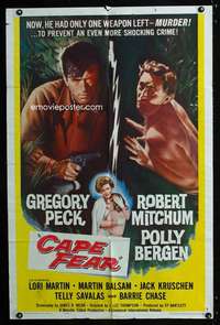k146 CAPE FEAR one-sheet movie poster '62 Gregory Peck, Robert Mitchum